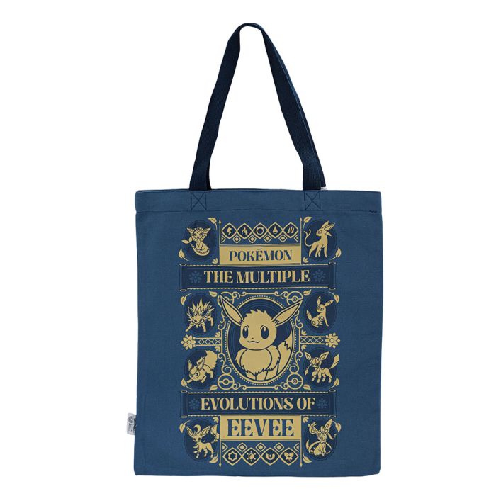 Navy Pokémon × Natural History Museum Eevee tote with gold design — manufacturer reference image