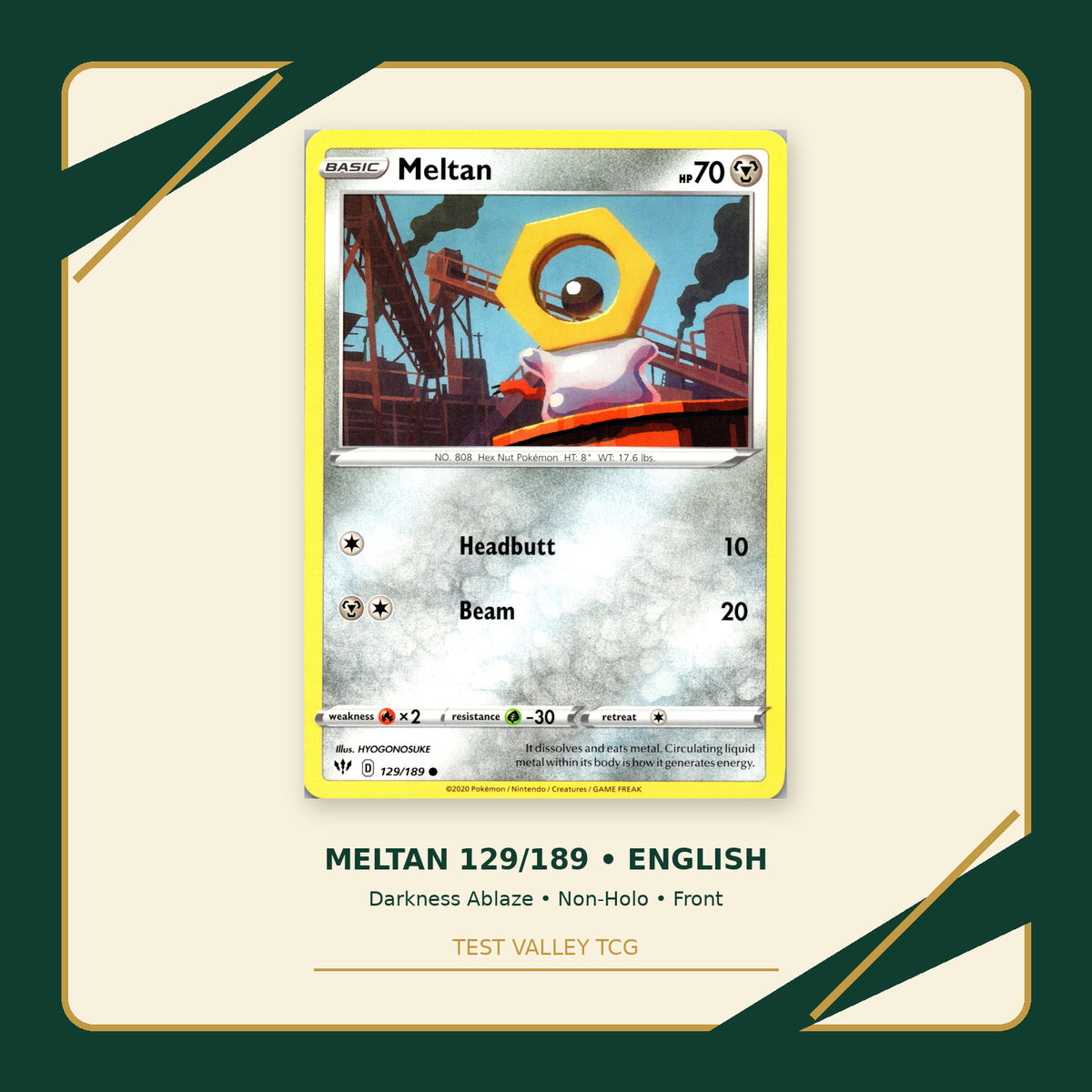 Meltan 129/189 - Darkness Ablaze - Non-Holo - front