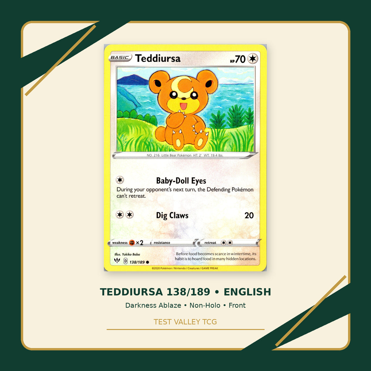 Teddiursa 138/189 - Darkness Ablaze - Non-Holo - front