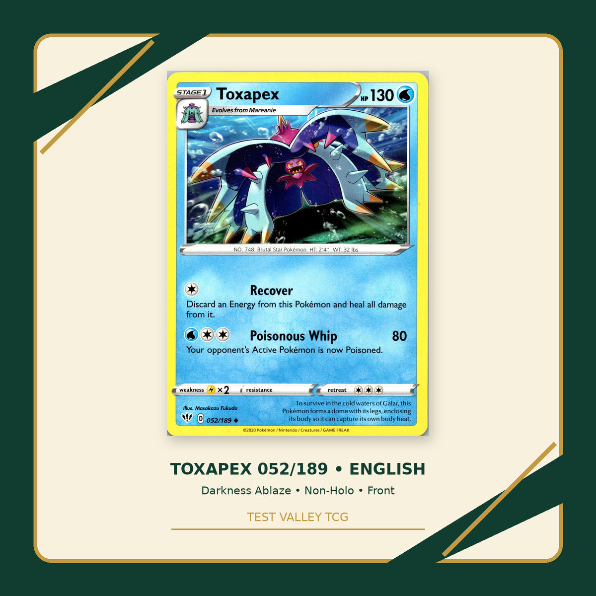Toxapex 052/189 - Darkness Ablaze - Non-Holo - front