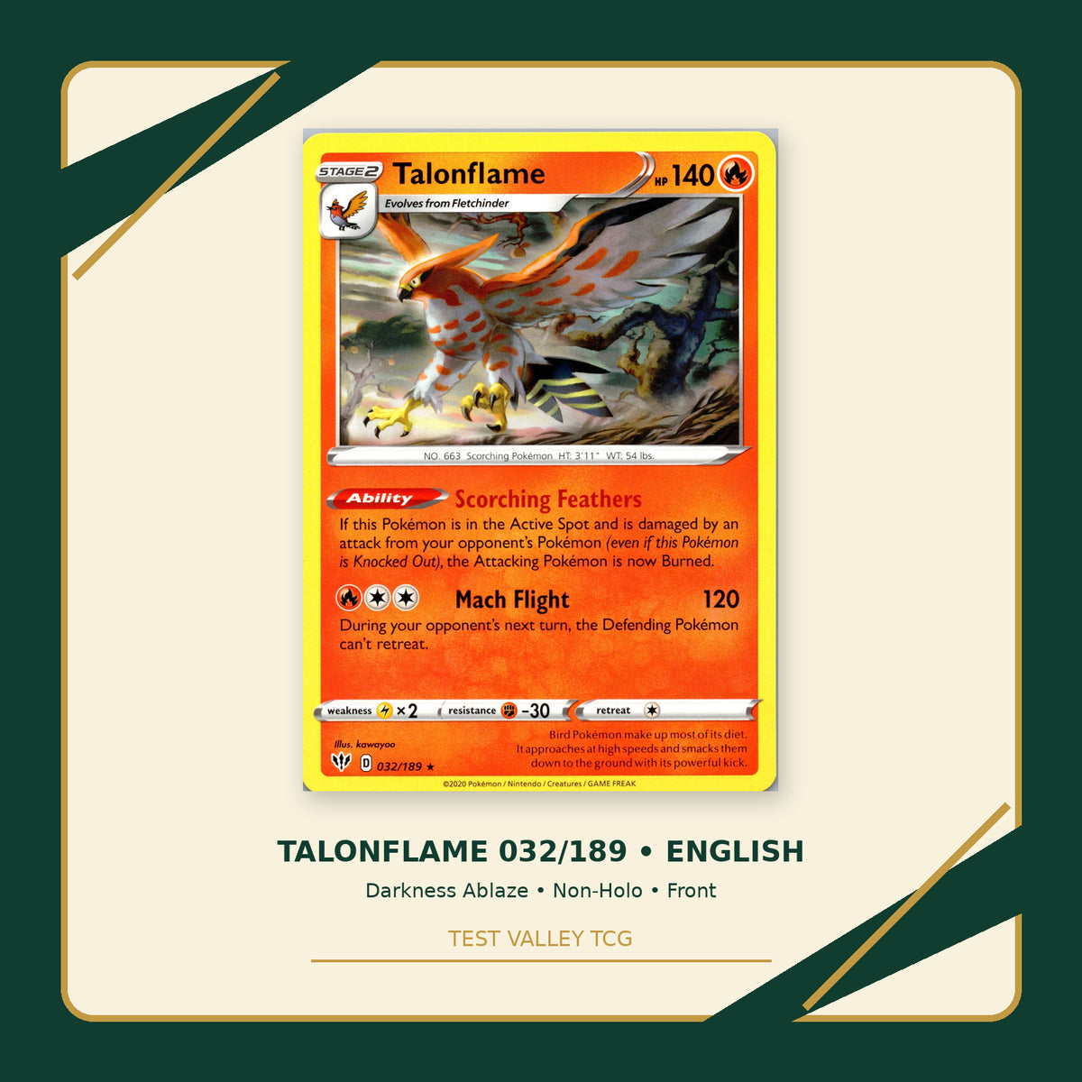 Talonflame 032/189 - Darkness Ablaze - Non-Holo - front