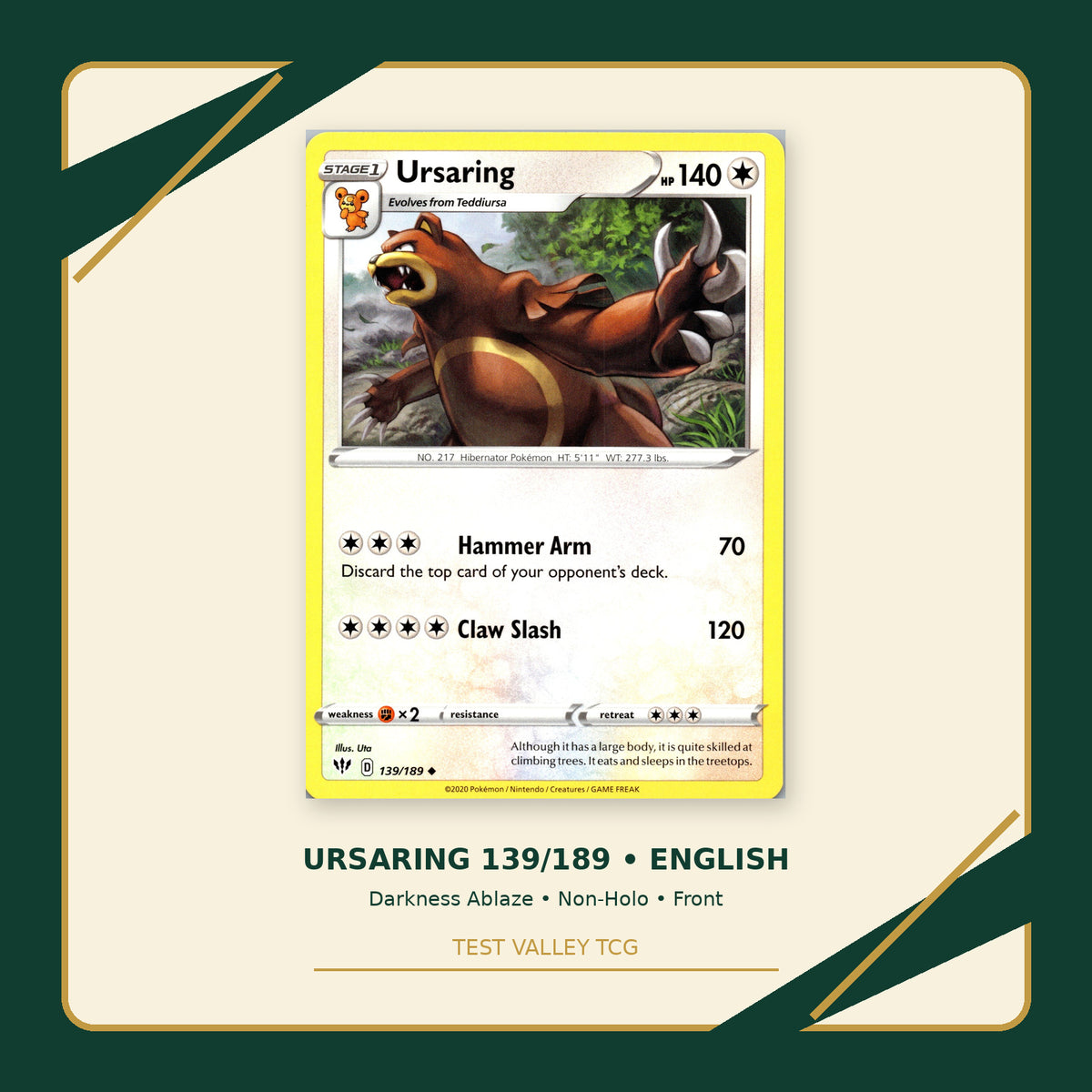 Ursaring 139/189 - Darkness Ablaze - Non-Holo - front