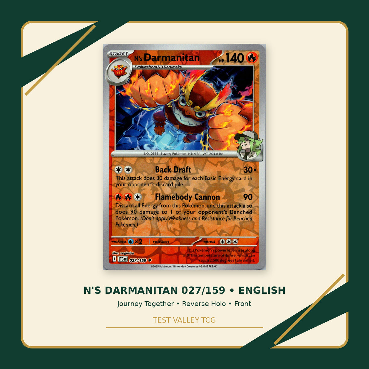 N's Darmanitan 027/159 - Journey Together - Reverse Holo - front