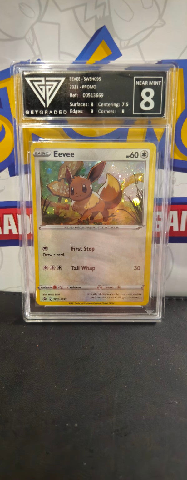Eevee SWSH095, English, GetGraded 8 Near Mint, certificate 00513669, front of actual slab