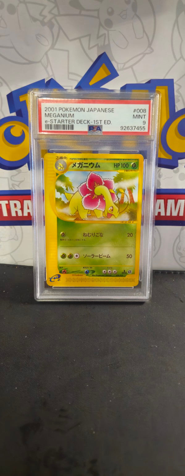 Meganium 008/029, Japanese, PSA 9 Mint, certificate 92637455, front of actual slab