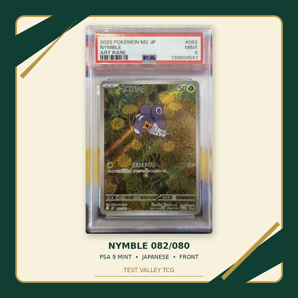 Nymble 082/080 Japanese PSA 9 Mint, certificate 139894541, front of actual slab – cropped and straightened photograph with Test Valley TCG frame