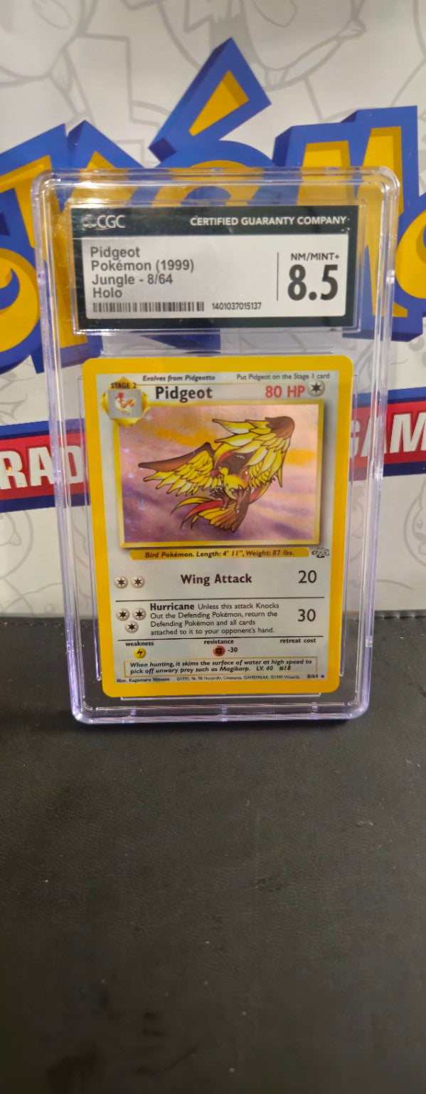 Pidgeot 8/64, English, CGC 8.5 NM/MINT+, certificate 1401037015137, front of actual slab