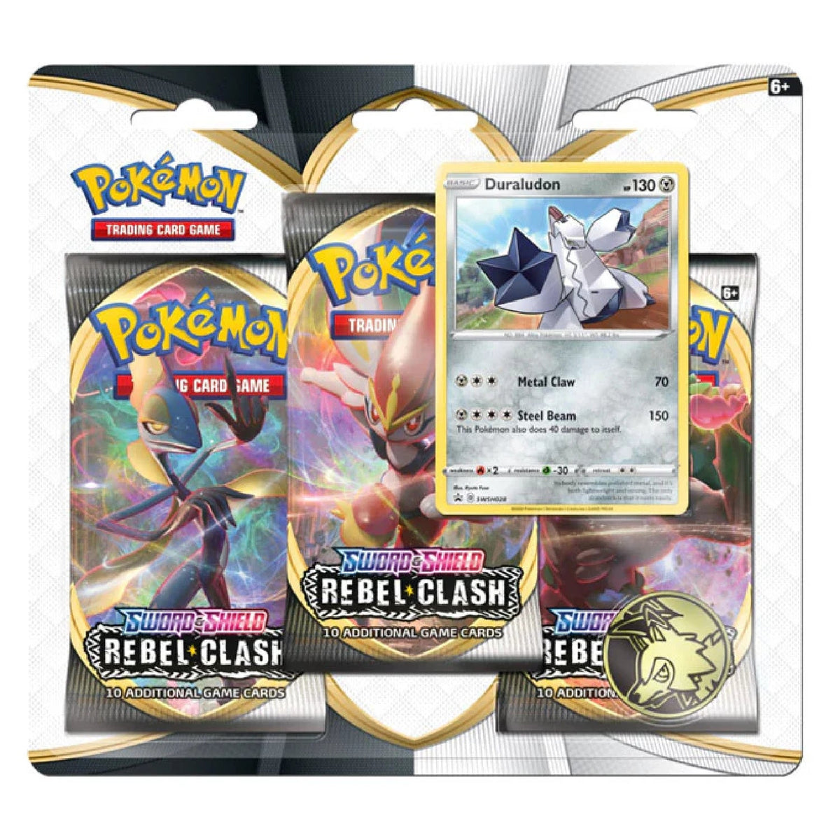 Pokémon TCG Rebel Clash 3-Pack Blister – Duraludon — reference product image