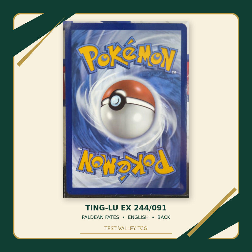 Ting-Lu ex 244/091, Paldean Fates, English — back cropped photograph with Test Valley TCG frame